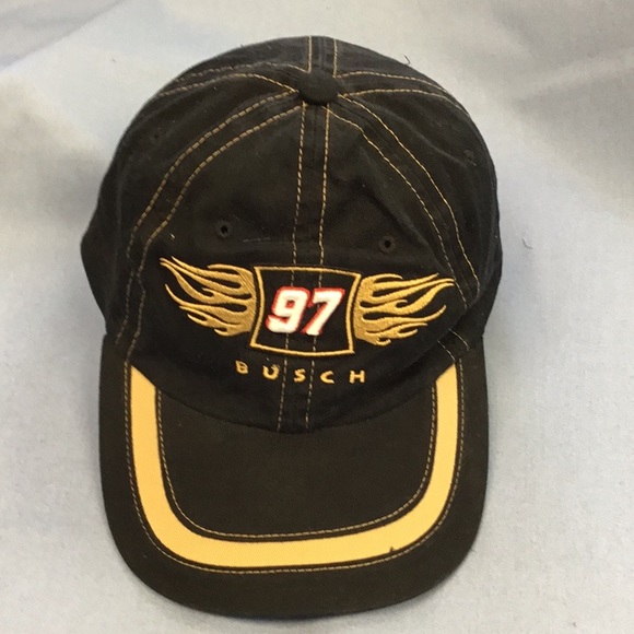 Vintage Nascar Kurt Busch Gold Flame Cap #97 Black - Picture 1 of 5